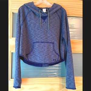 Under Armour Ladies Cropped Raw Edge Blue Hoodie